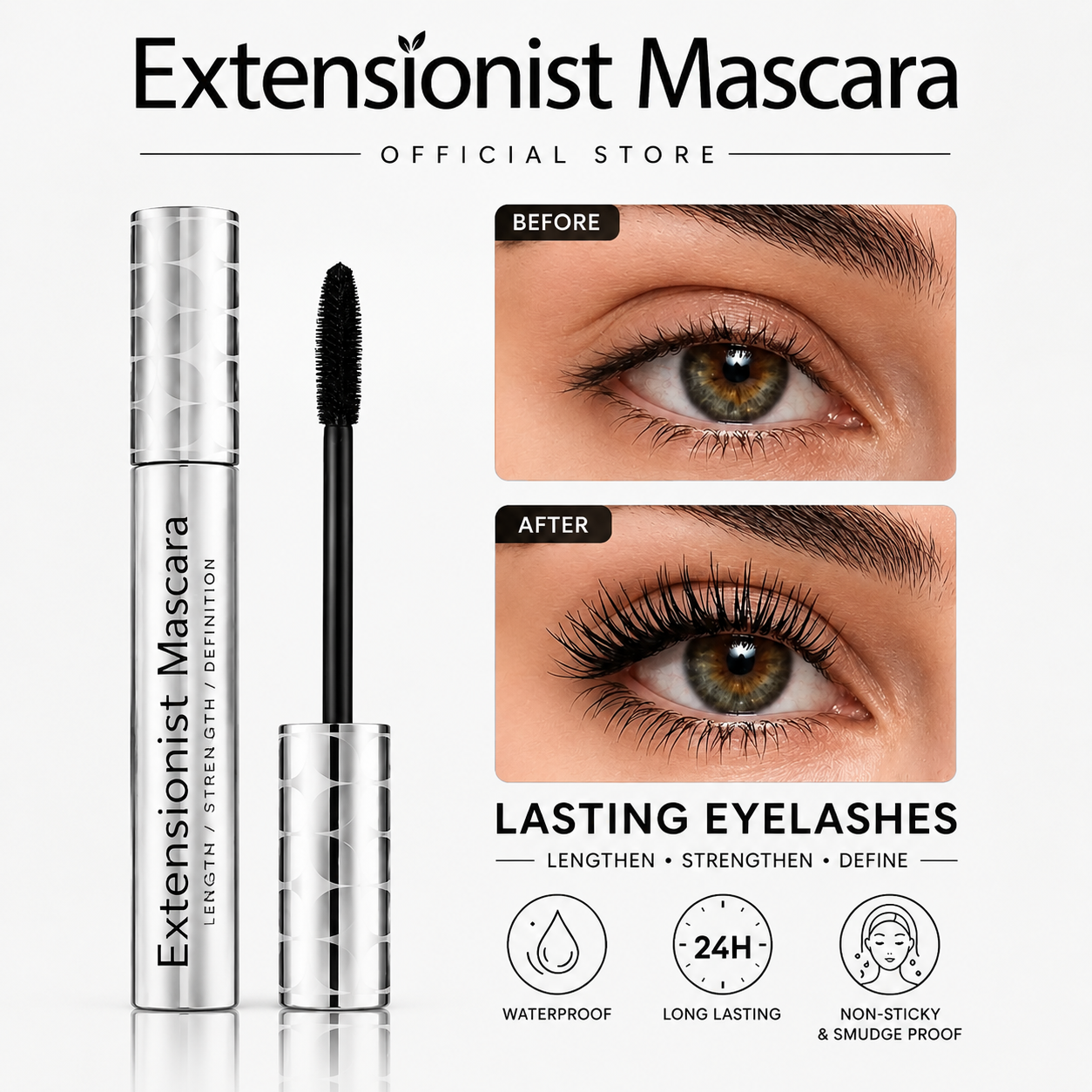 Extensionist Mascara before and after lash appearance