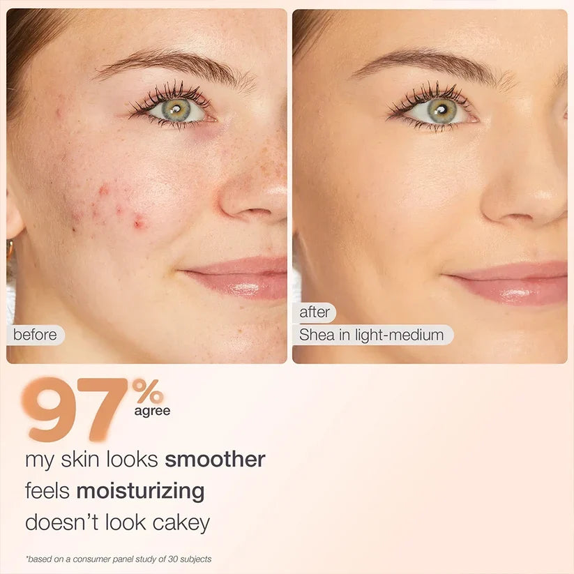 Before and after result on light-medium skin