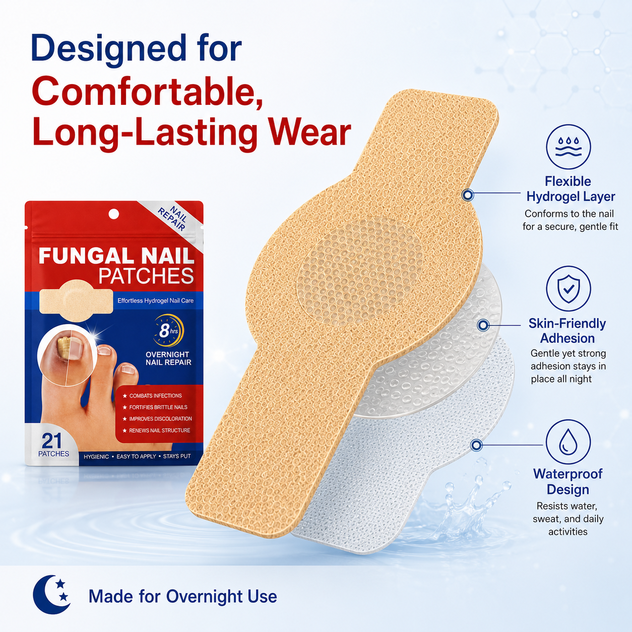 21Pcs Nighttime Nail Repair Patches
