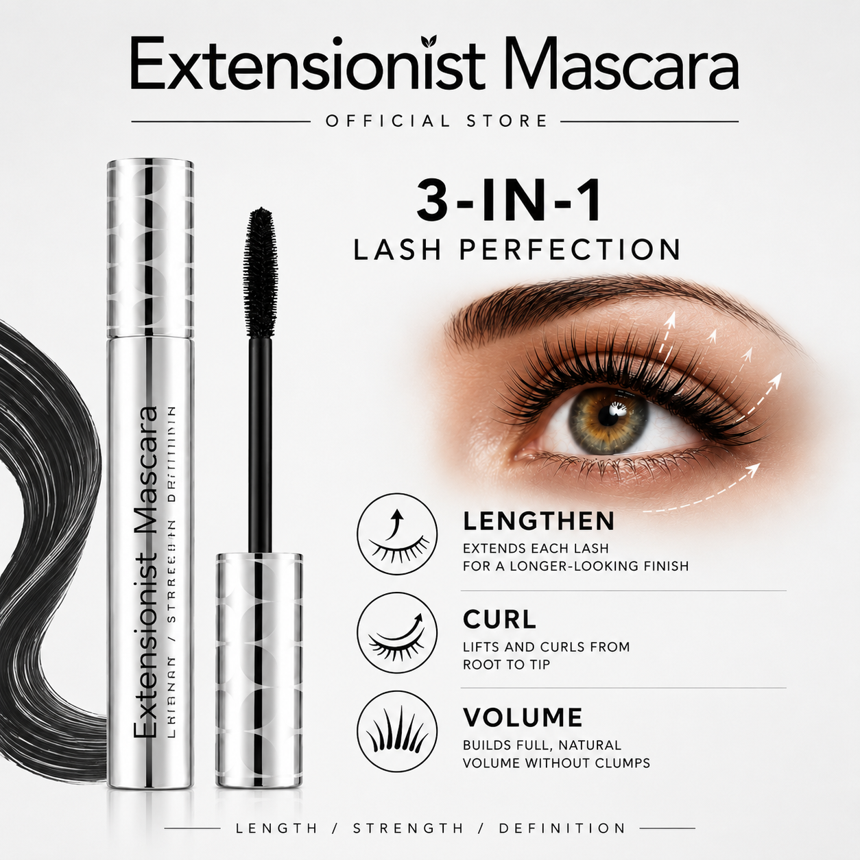 Extensionist Mascara 3-in-1 lash perfection: lengthen, curl and volume