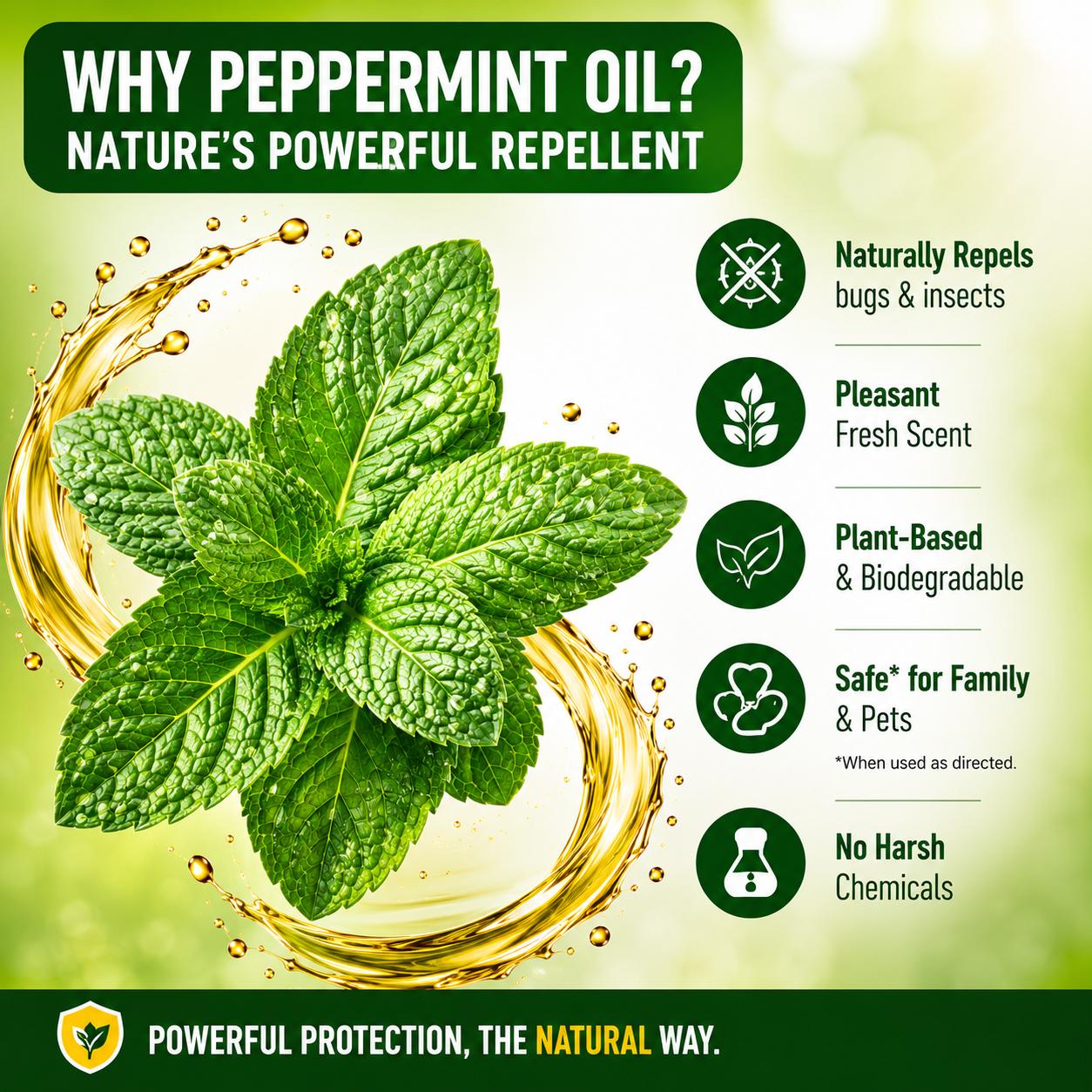 Peppermint leaves representing the peppermint oil formula
