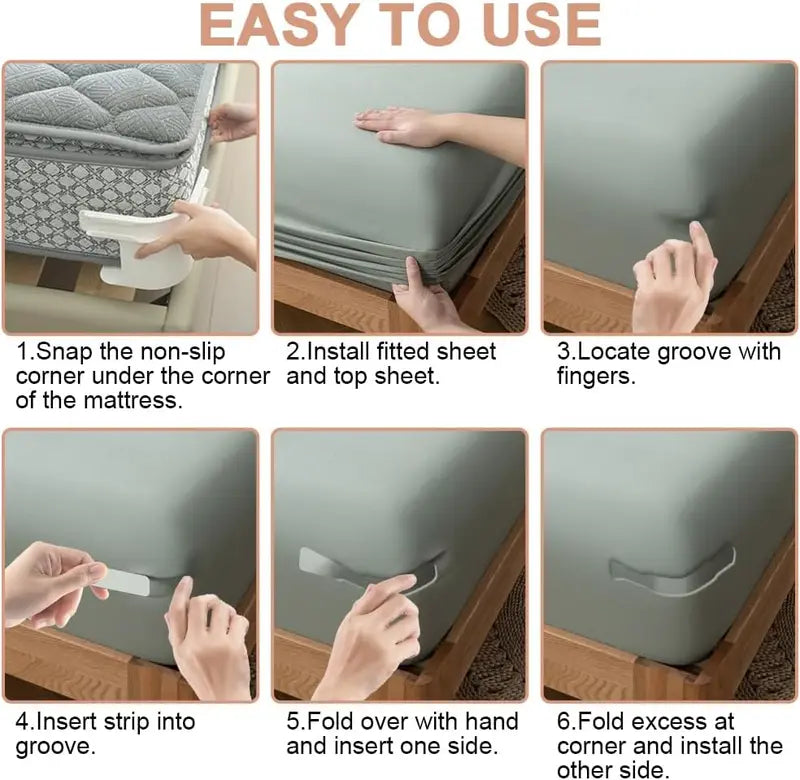 4Pcs Universal Bed Sheet Straps - Fit All Mattress Sizes